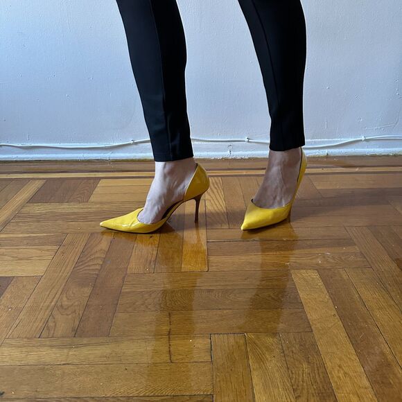 Bakers Yellow Patent D'orsay Wooden heel Size 11 - Picture 5 of 8